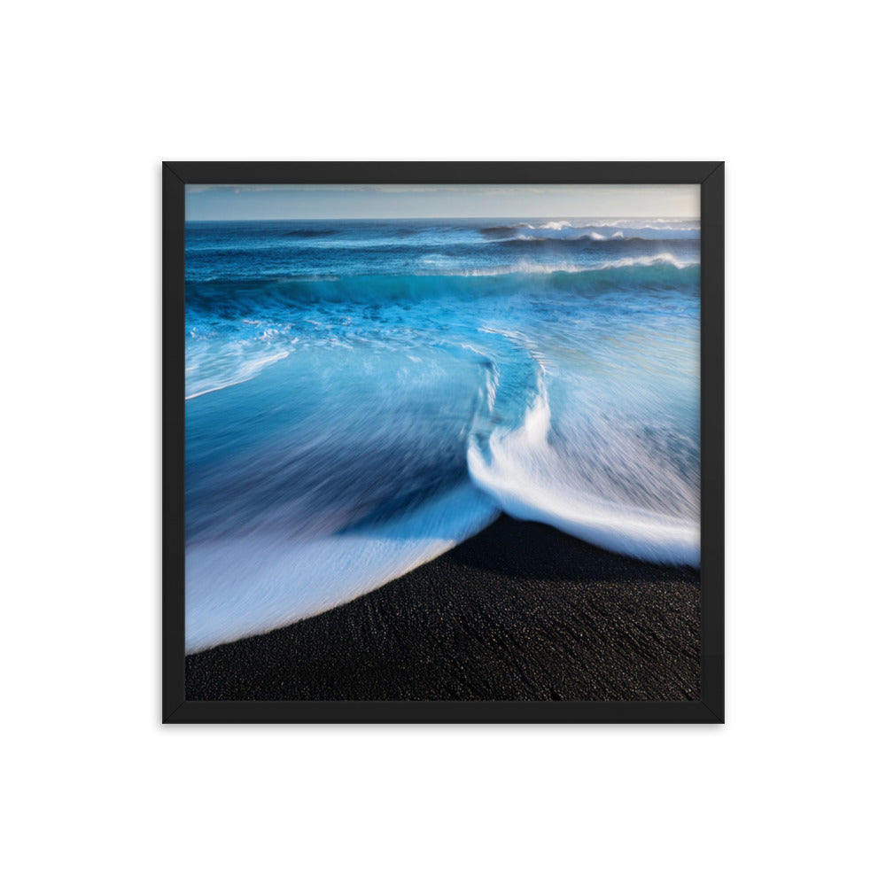 Black Sand Beach - Framed photo paper poster