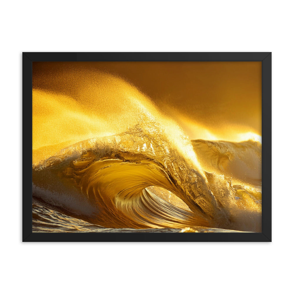 Golden Waves - Framed photo paper poster