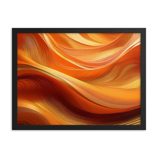 Orange and Gold Waves - Framed photo paper poster