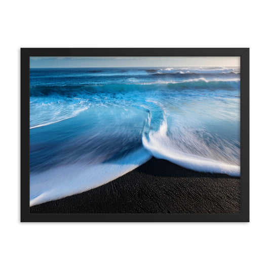 Black Sand Beach - Framed photo paper poster