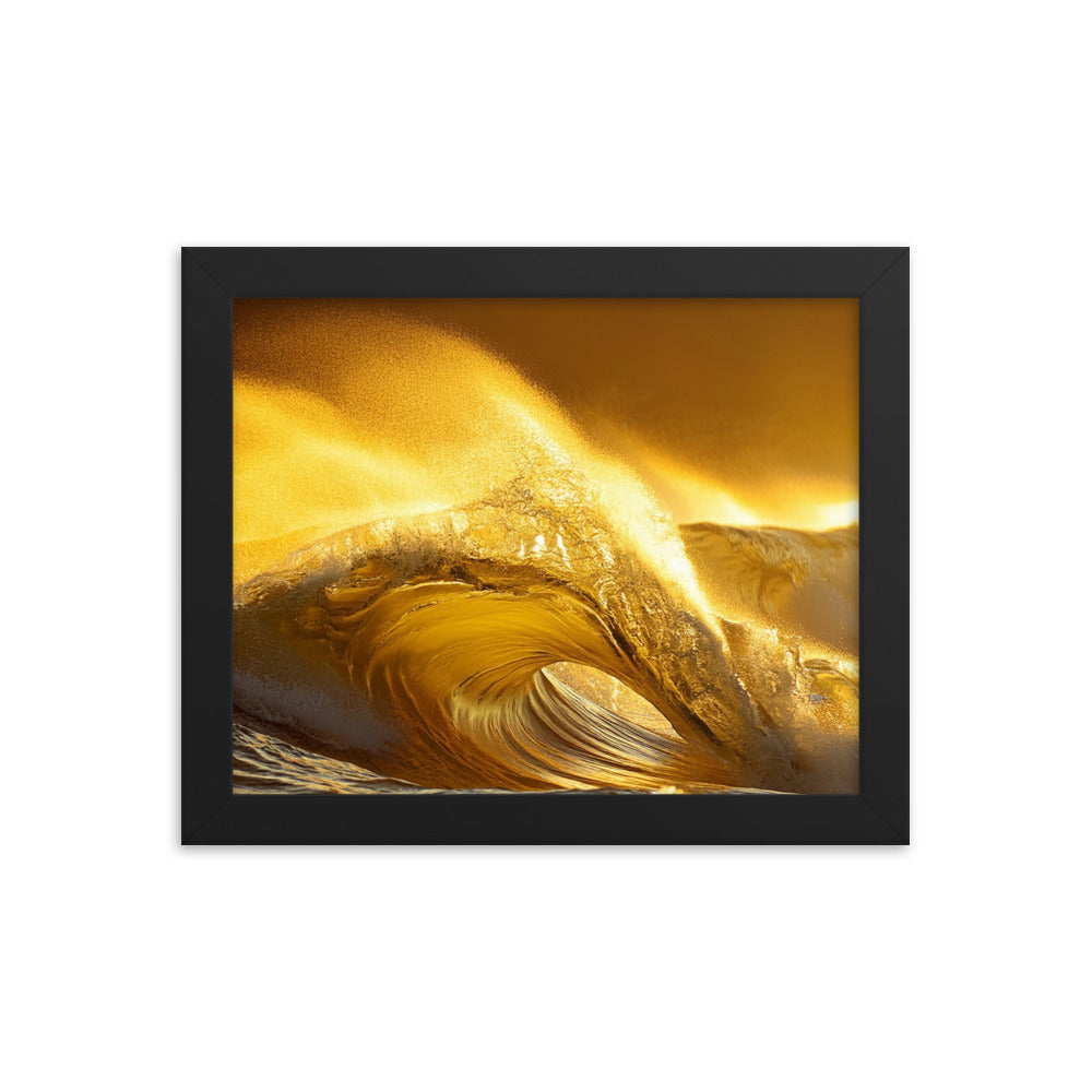 Golden Waves - Framed photo paper poster