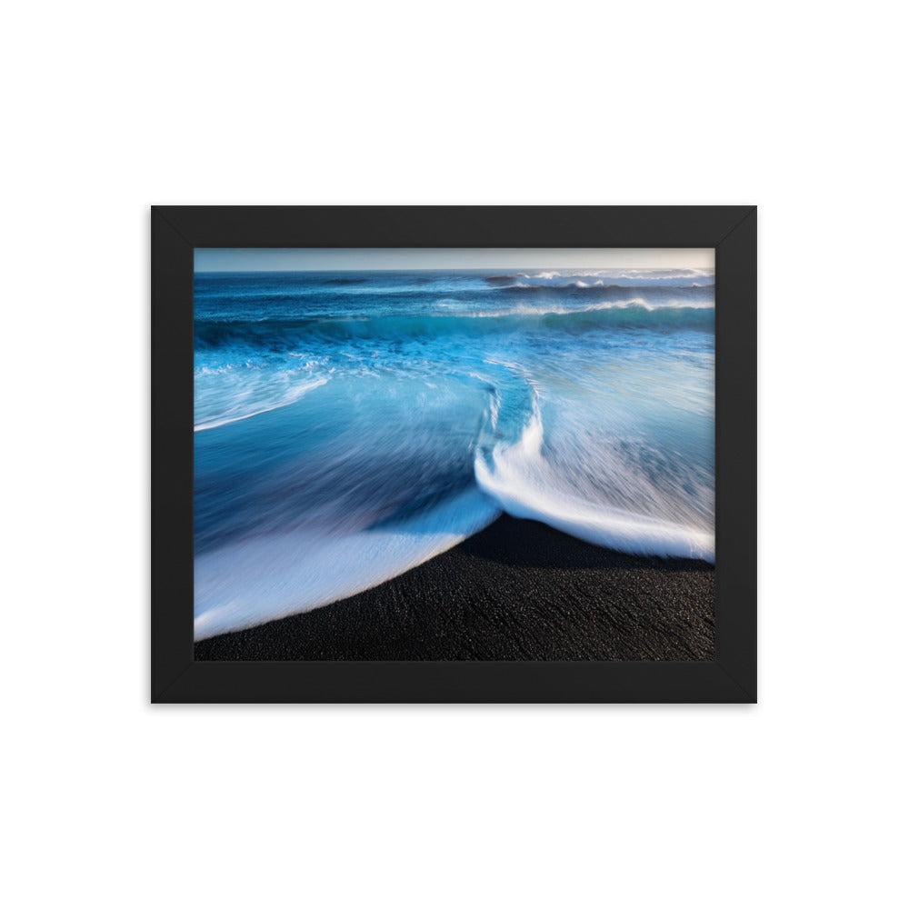 Black Sand Beach - Framed photo paper poster