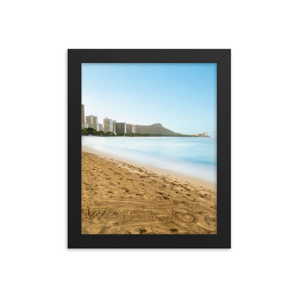 Waikiki Written in the Sand - Framed photo paper poster