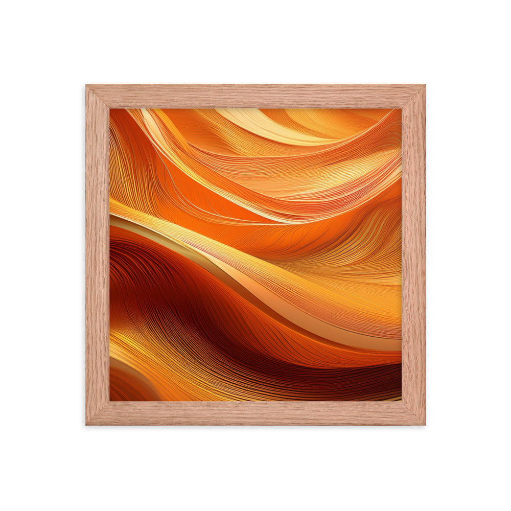 Orange and Gold Waves - Framed photo paper poster