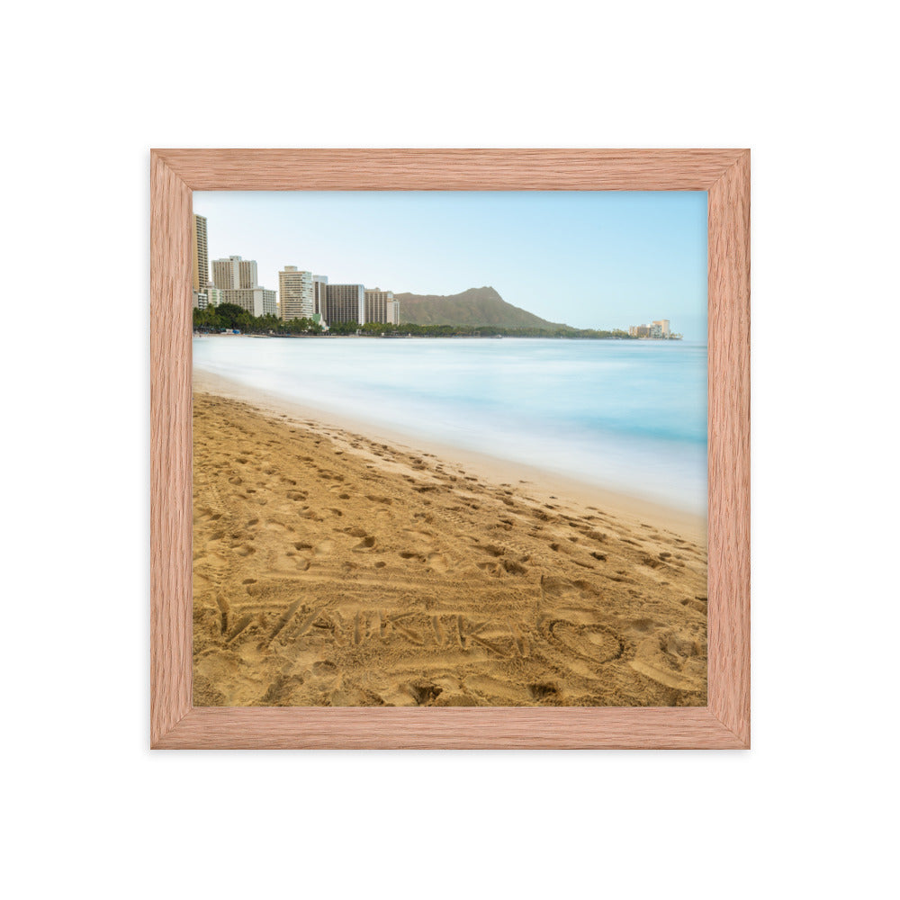 Waikiki Written in the Sand - Framed photo paper poster