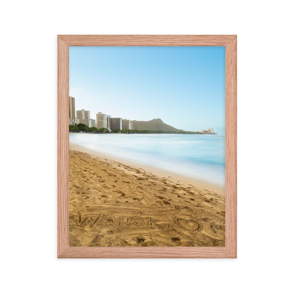 Waikiki Written in the Sand - Framed photo paper poster