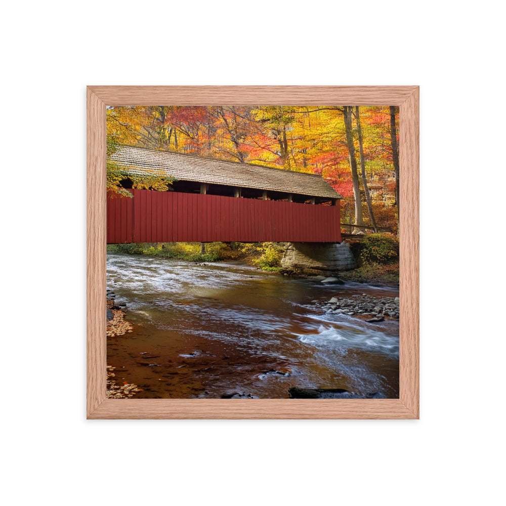 Autumn Covered Bridge - Framed photo paper poster