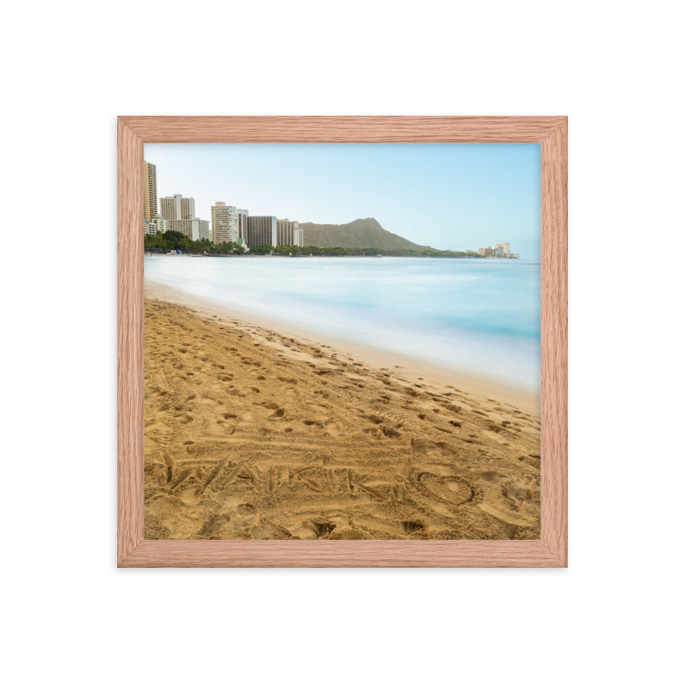 Waikiki Written in the Sand - Framed photo paper poster