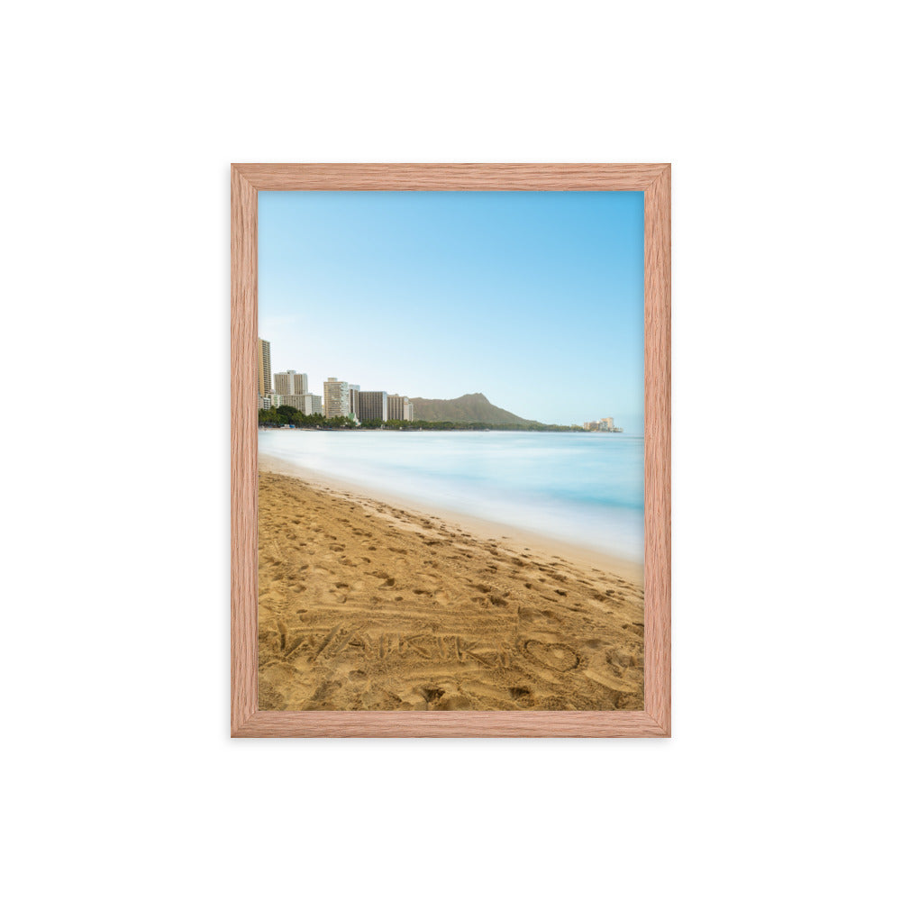 Waikiki Written in the Sand - Framed photo paper poster