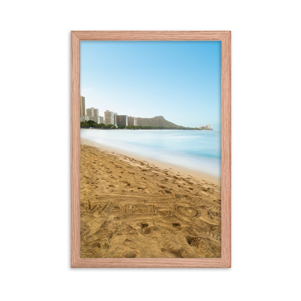 Waikiki Written in the Sand - Framed photo paper poster