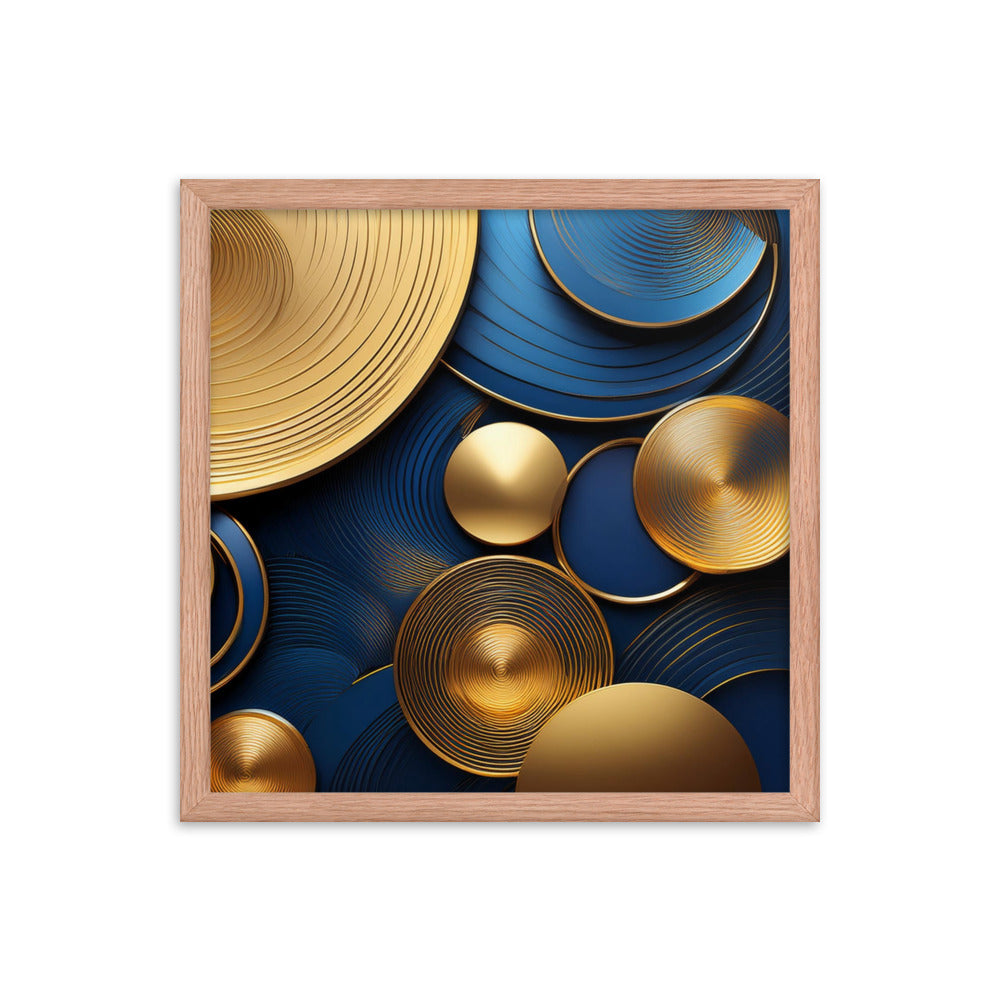 Blue and Gold Circles - Framed photo paper poster