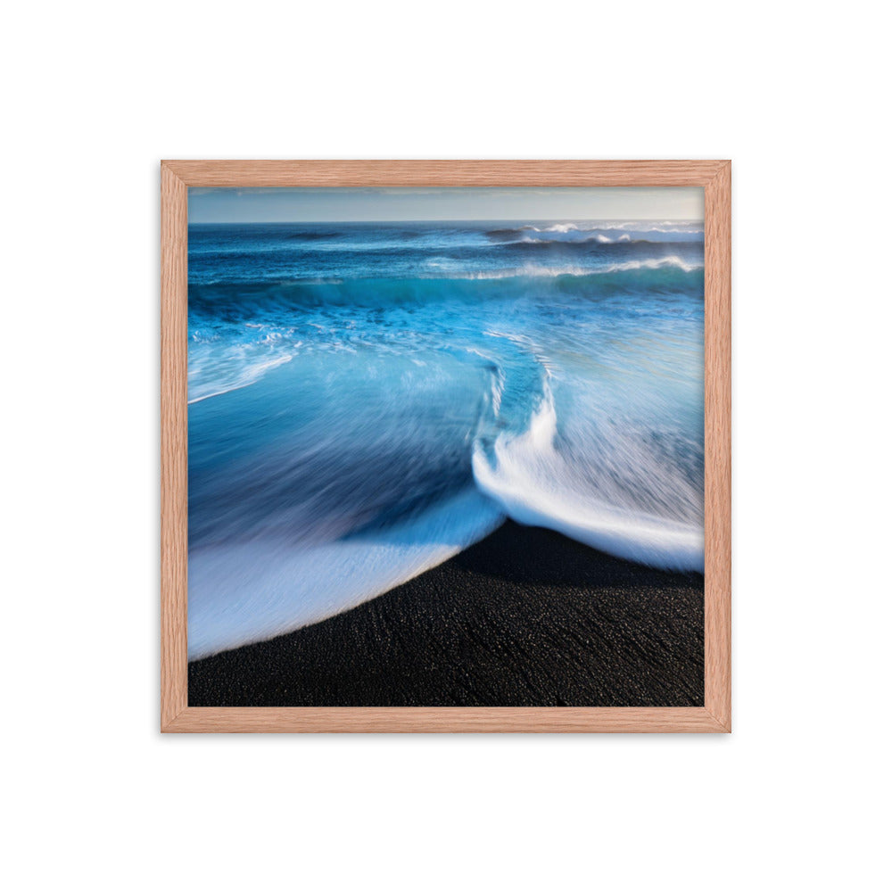 Black Sand Beach - Framed photo paper poster