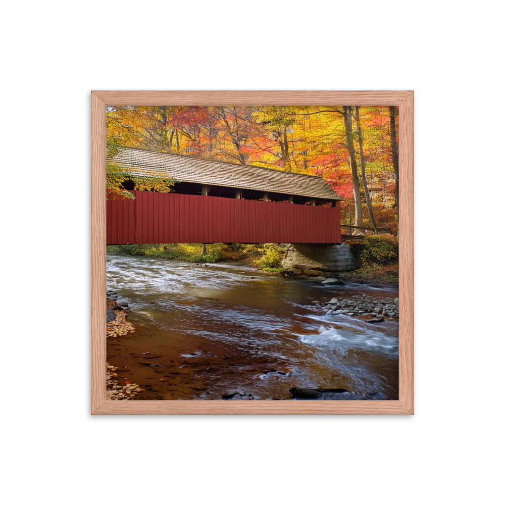 Autumn Covered Bridge - Framed photo paper poster