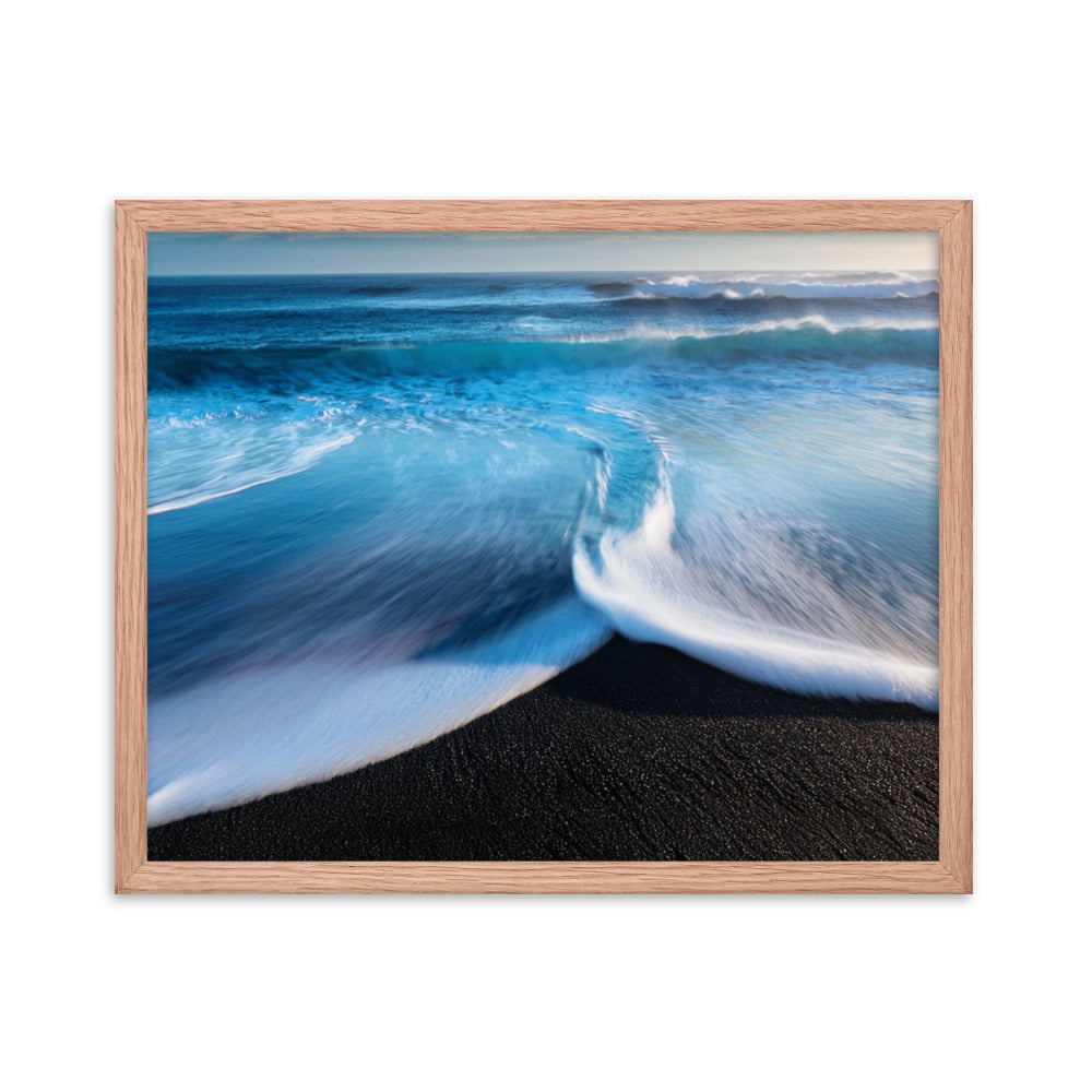 Black Sand Beach - Framed photo paper poster