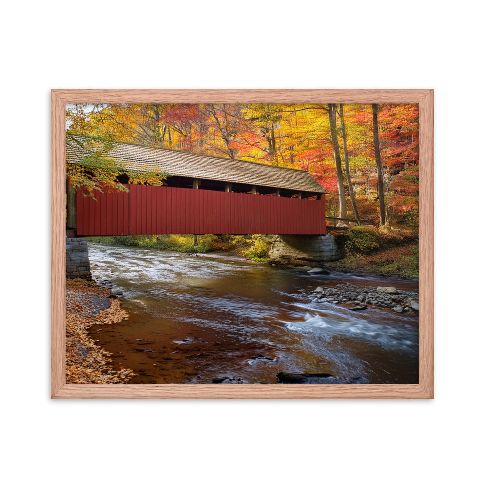 Autumn Covered Bridge - Framed photo paper poster