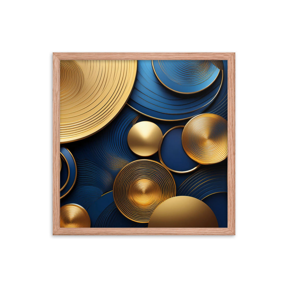 Blue and Gold Circles - Framed photo paper poster