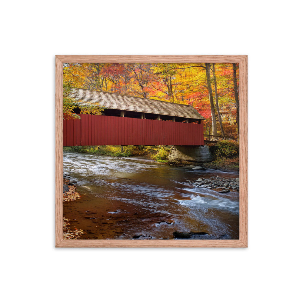 Autumn Covered Bridge - Framed photo paper poster