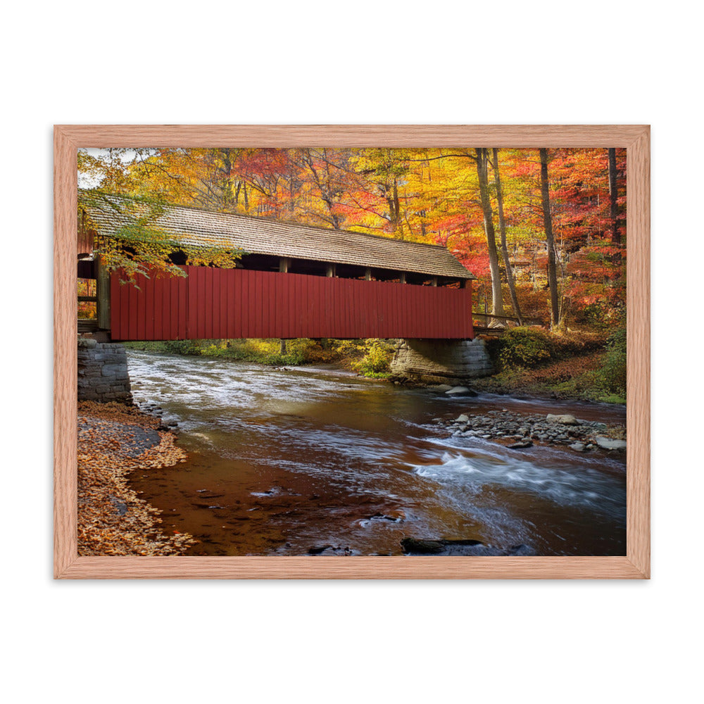 Autumn Covered Bridge - Framed photo paper poster