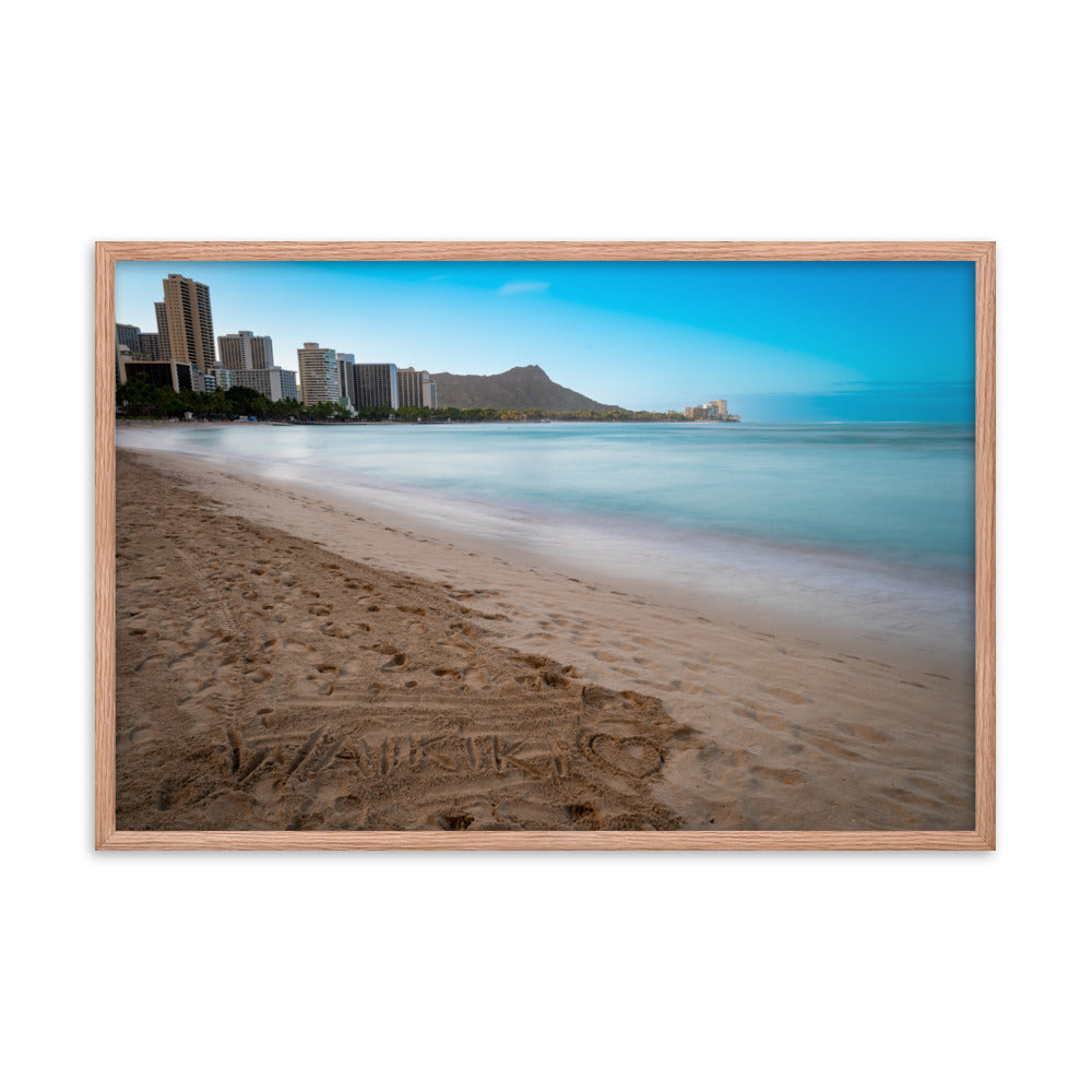 Waikiki Beach - Framed photo paper poster