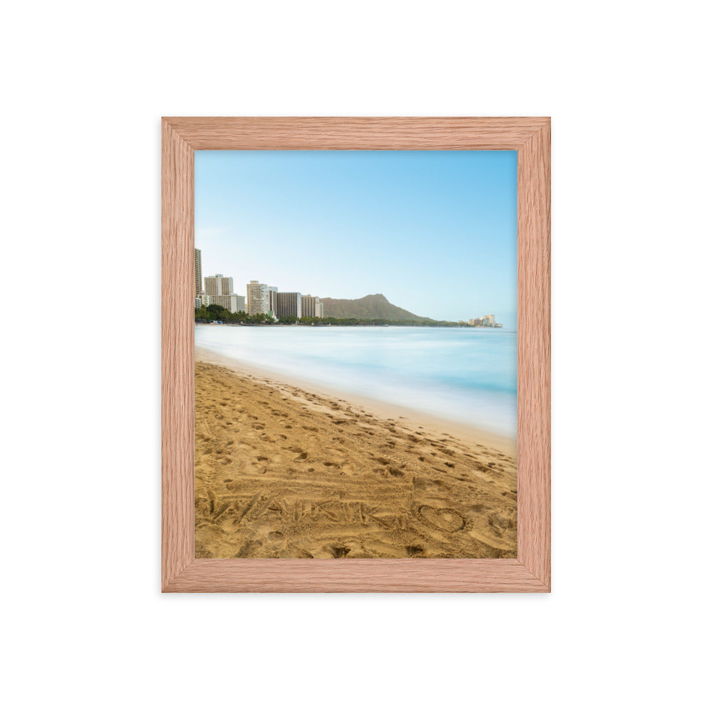 Waikiki Written in the Sand - Framed photo paper poster