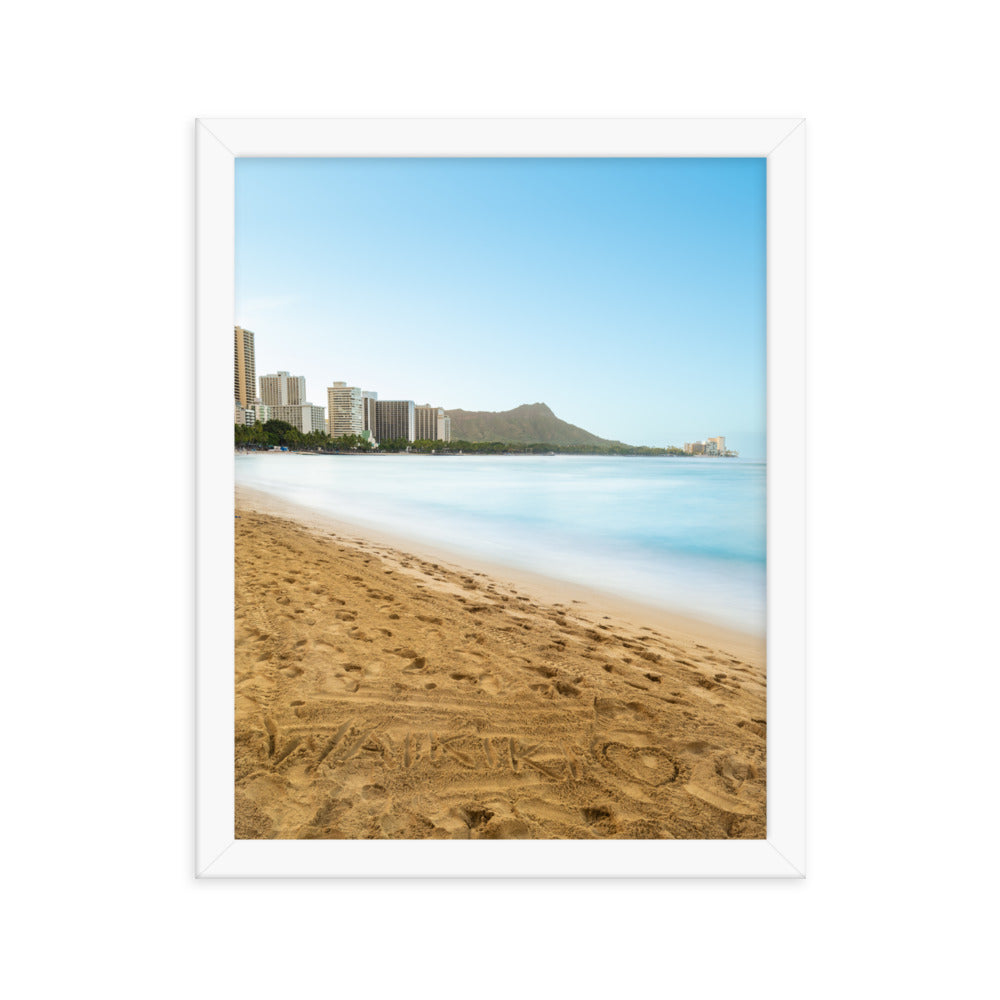 Waikiki Written in the Sand - Framed photo paper poster