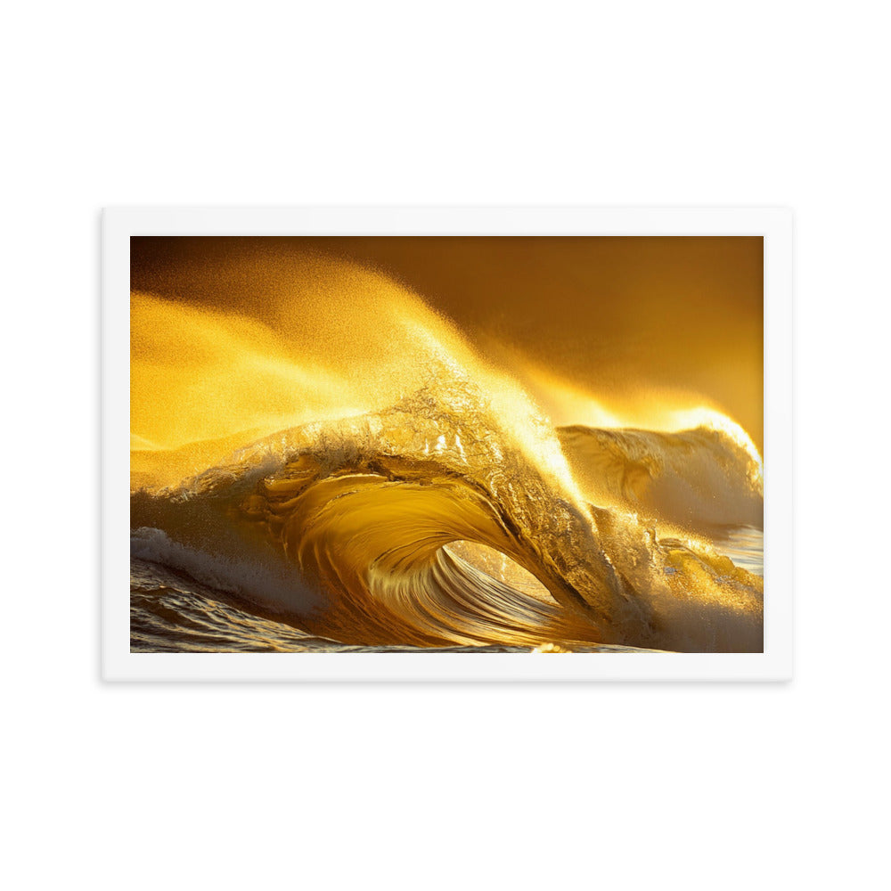 Golden Waves - Framed photo paper poster