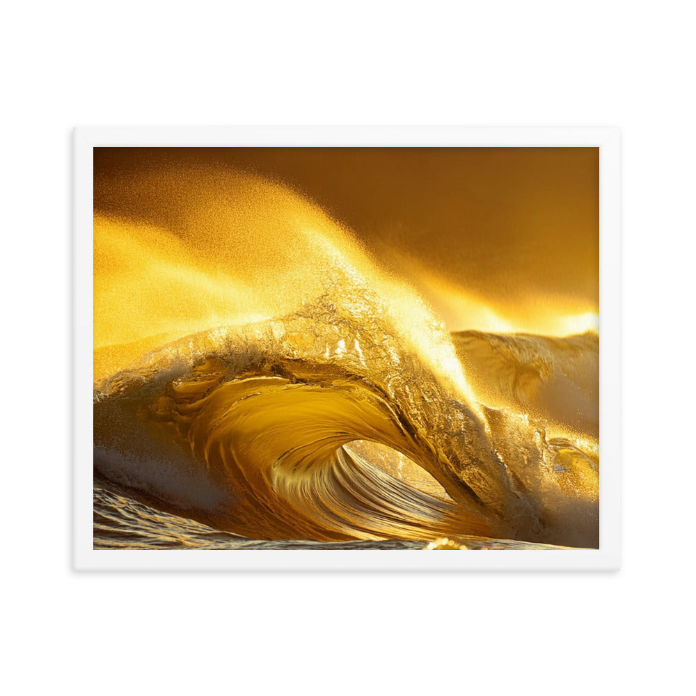 Golden Waves - Framed photo paper poster