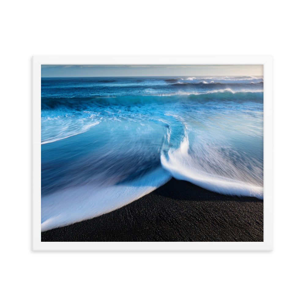 Black Sand Beach - Framed photo paper poster