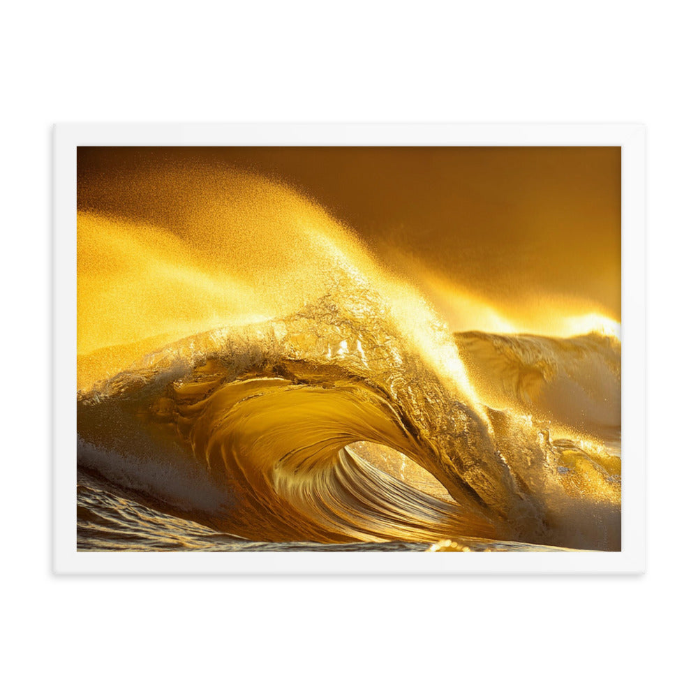 Golden Waves - Framed photo paper poster