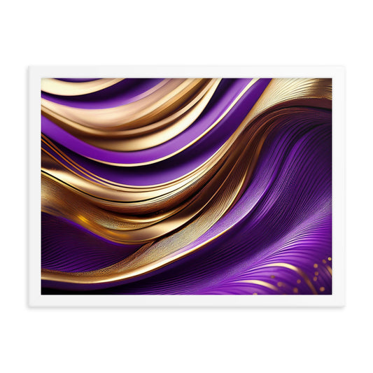 Violet and Gold Waves - Framed photo paper poster