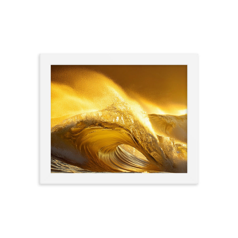 Golden Waves - Framed photo paper poster