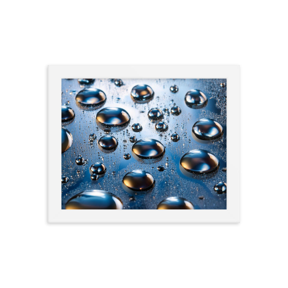 Metallic Drops - Framed photo paper poster