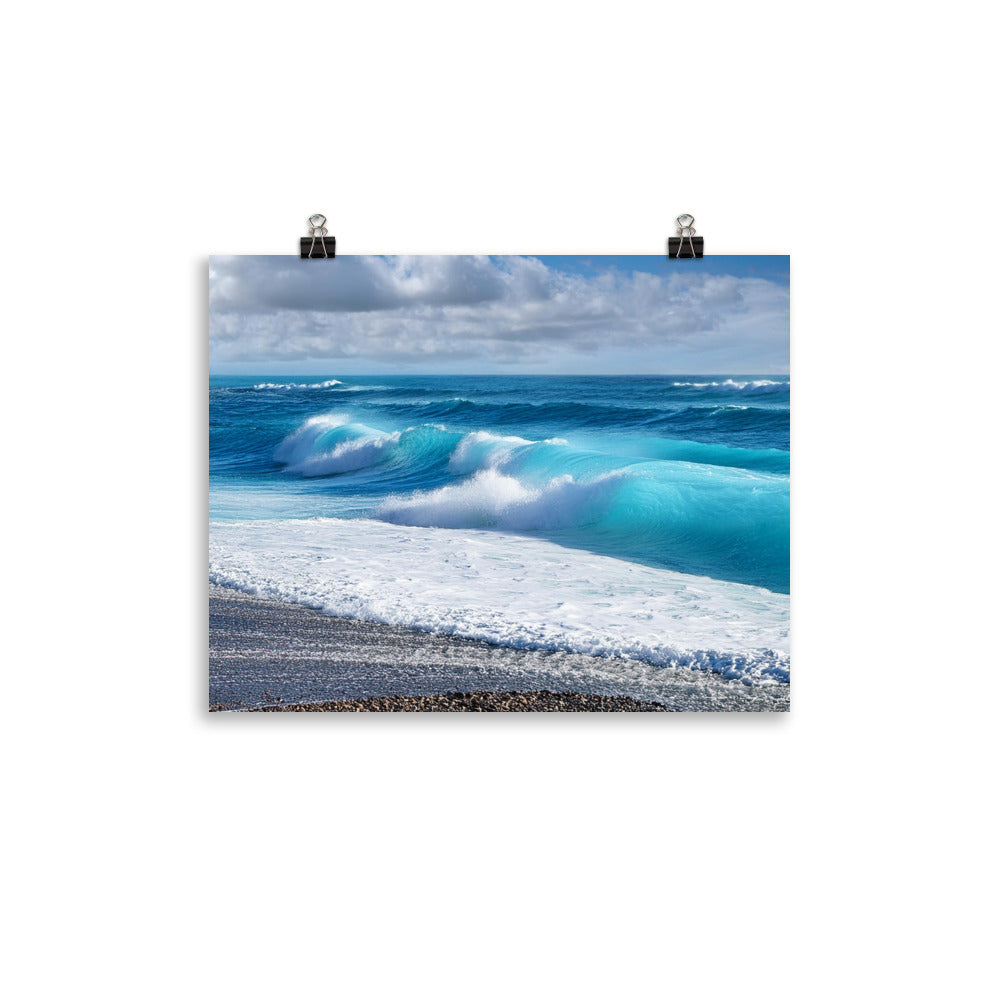 Black Sand Beach Waves - Photo paper poster