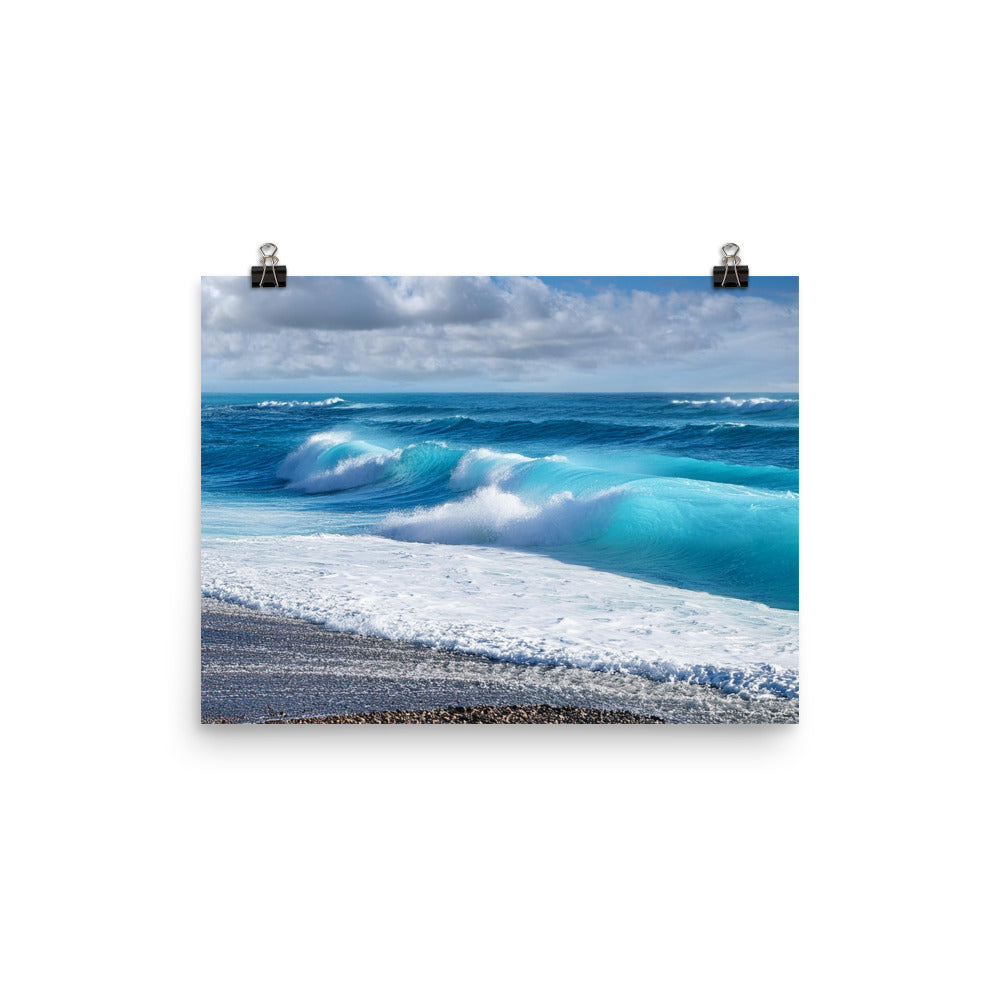 Black Sand Beach Waves - Photo paper poster