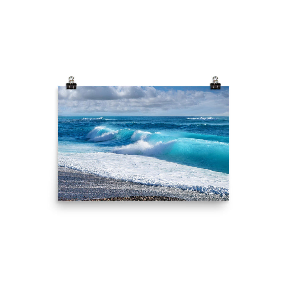 Black Sand Beach Waves - Photo paper poster