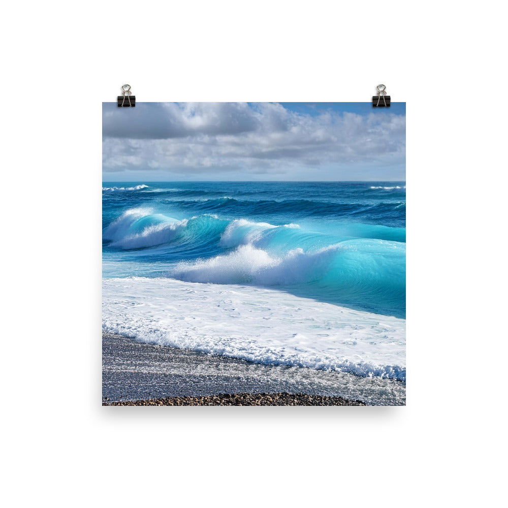 Black Sand Beach Waves - Photo paper poster