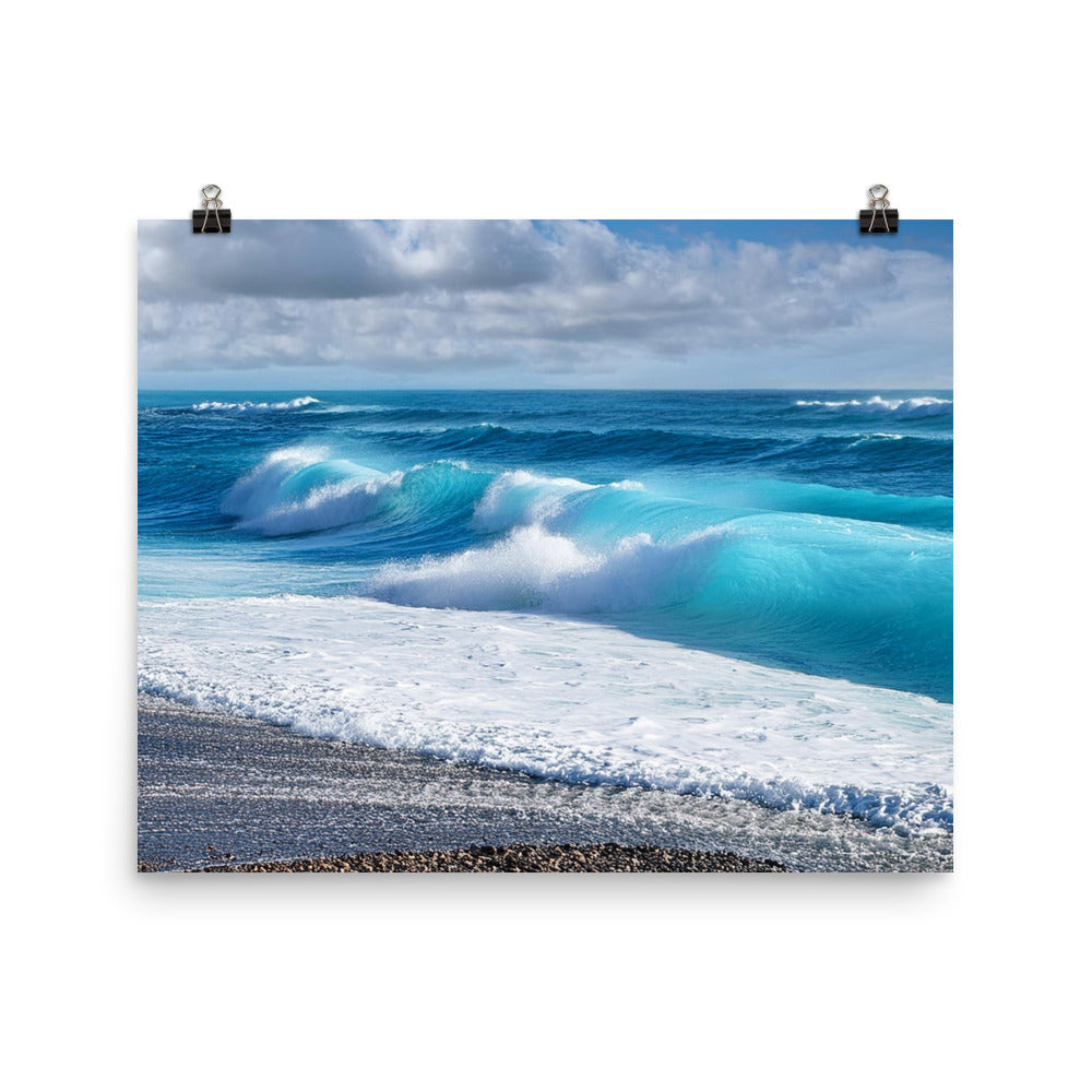 Black Sand Beach Waves - Photo paper poster