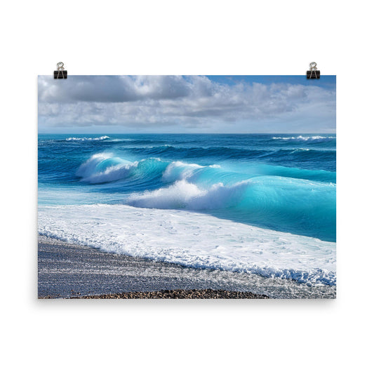 Black Sand Beach Waves - Photo paper poster