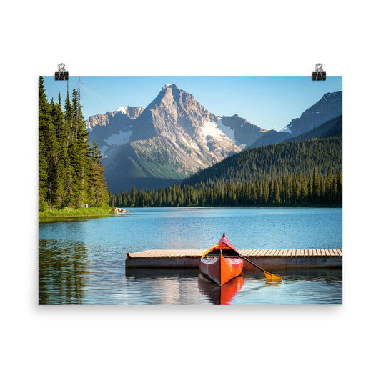 Mountain Lake Canoe - Photo paper poster