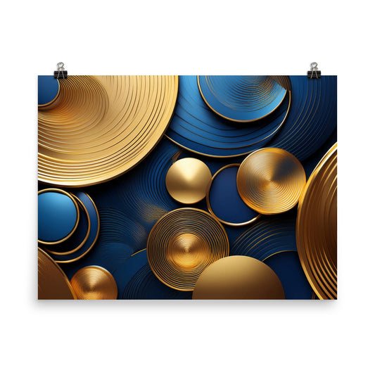 Blue and Gold Circles - Photo paper poster