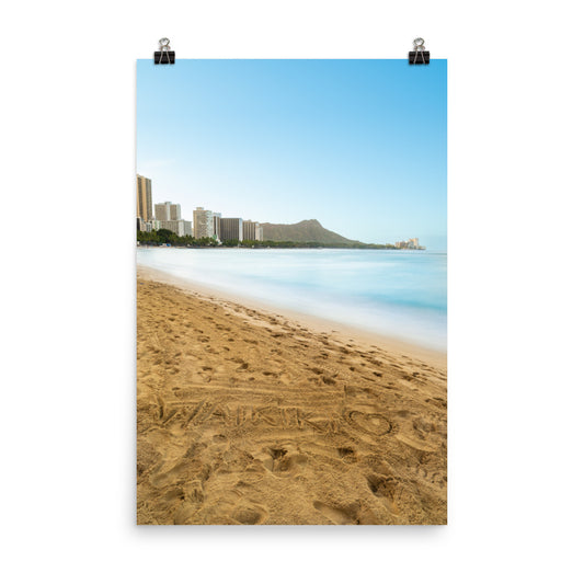 Waikiki Written In the Sand - Photo paper poster