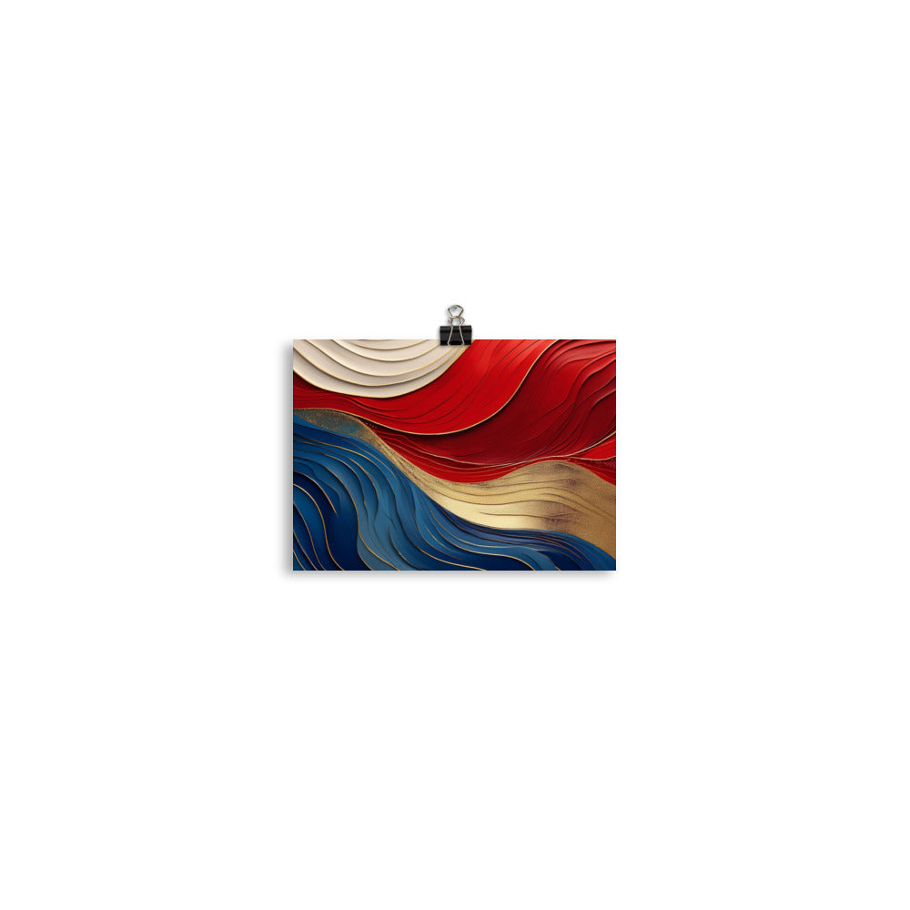 Red, White, blue, and Gold Waves - Photo paper poster