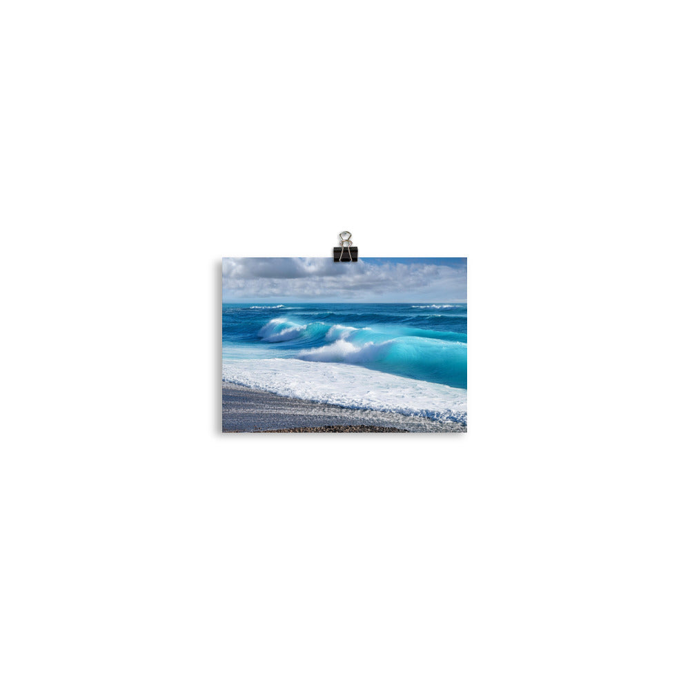 Black Sand Beach Waves - Photo paper poster