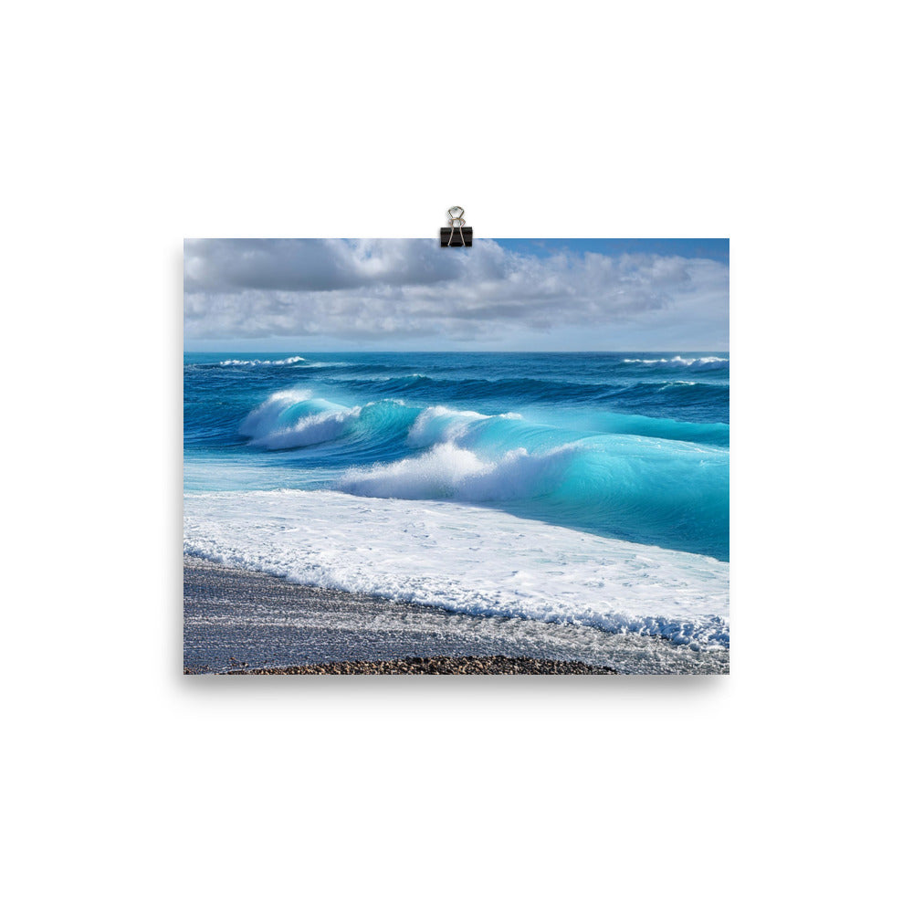 Black Sand Beach Waves - Photo paper poster