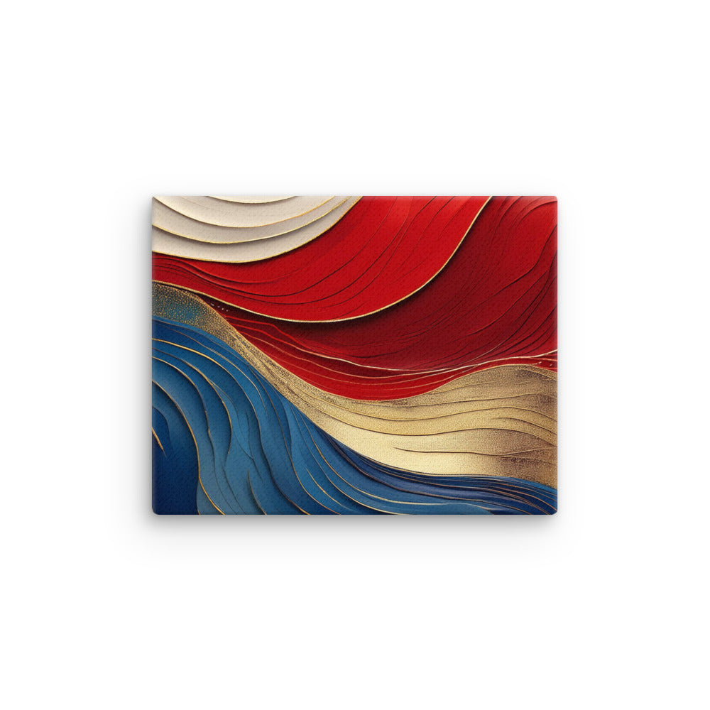 Red, White, Blue, and Gold Waves - Thin canvas