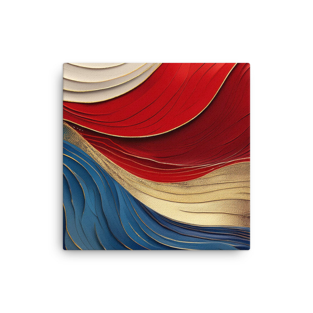 Red, White, Blue, and Gold Waves - Thin canvas