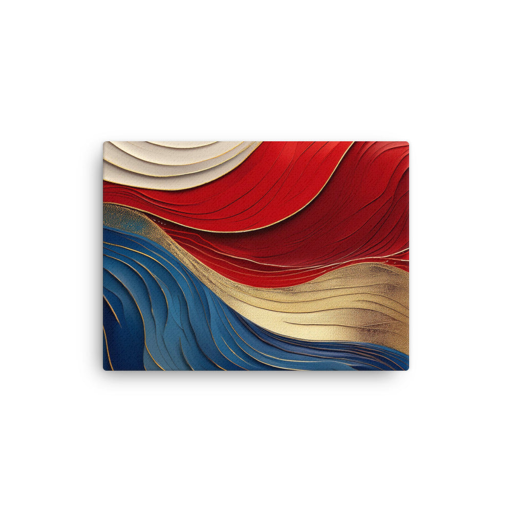 Red, White, Blue, and Gold Waves - Thin canvas