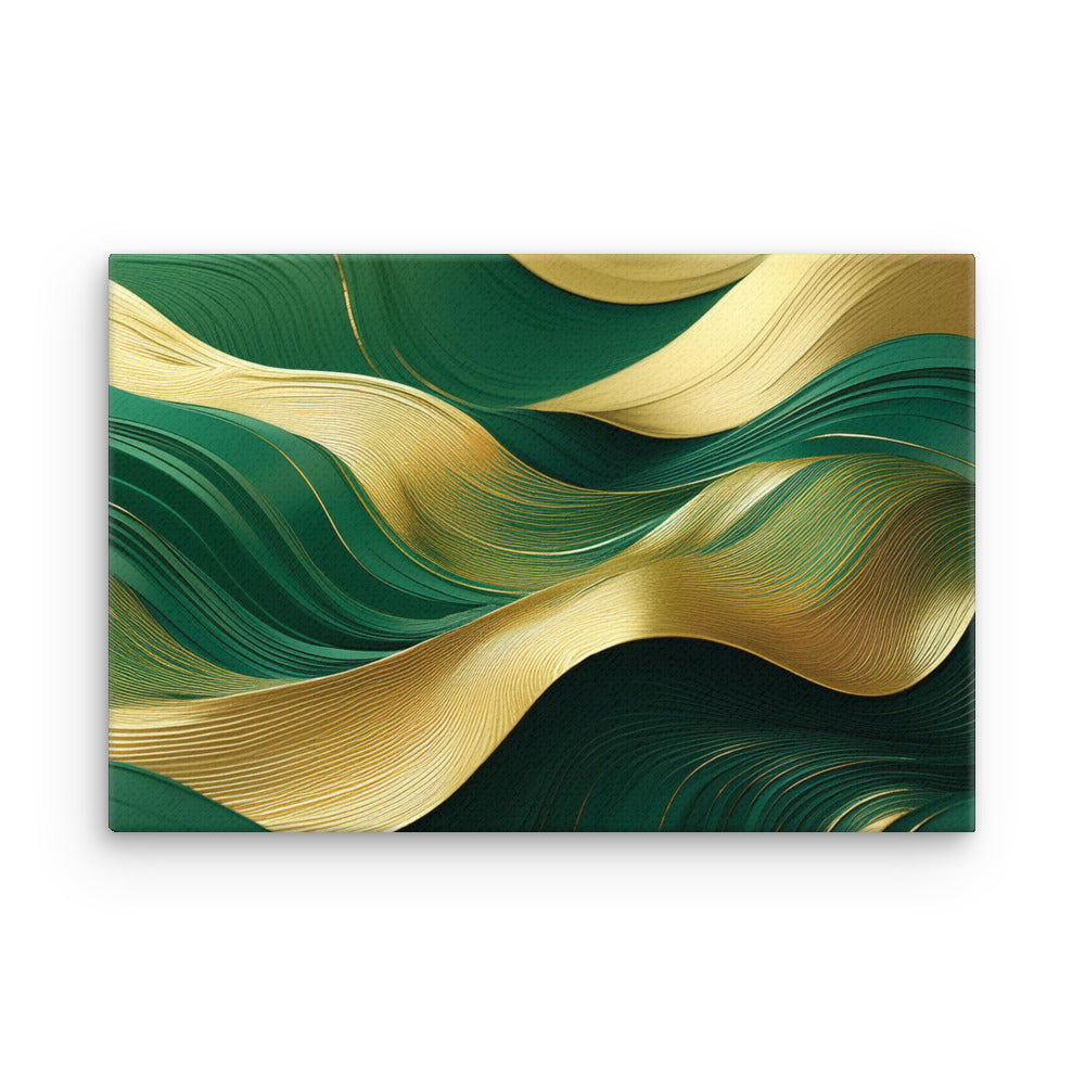 Green and Gold Waves - Thin canvas