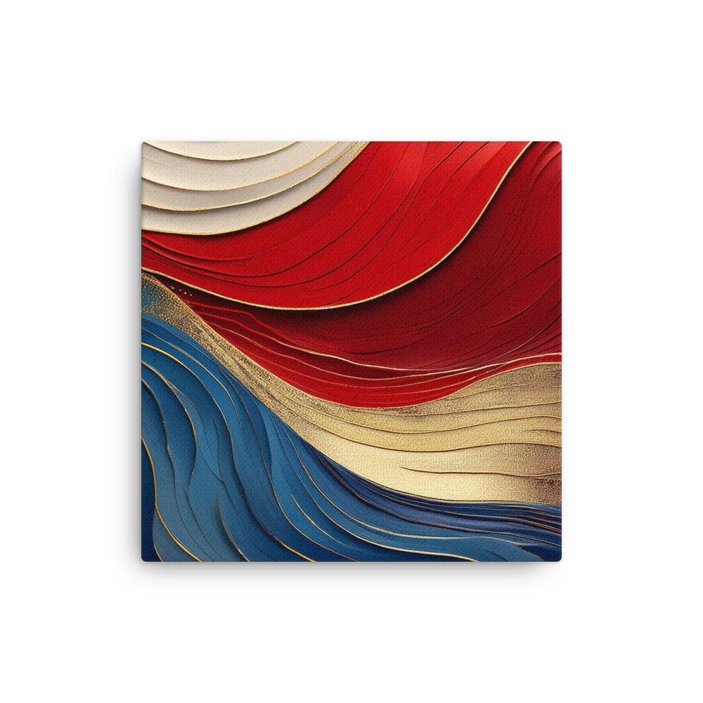 Red, White, Blue, and Gold Waves - Thin canvas