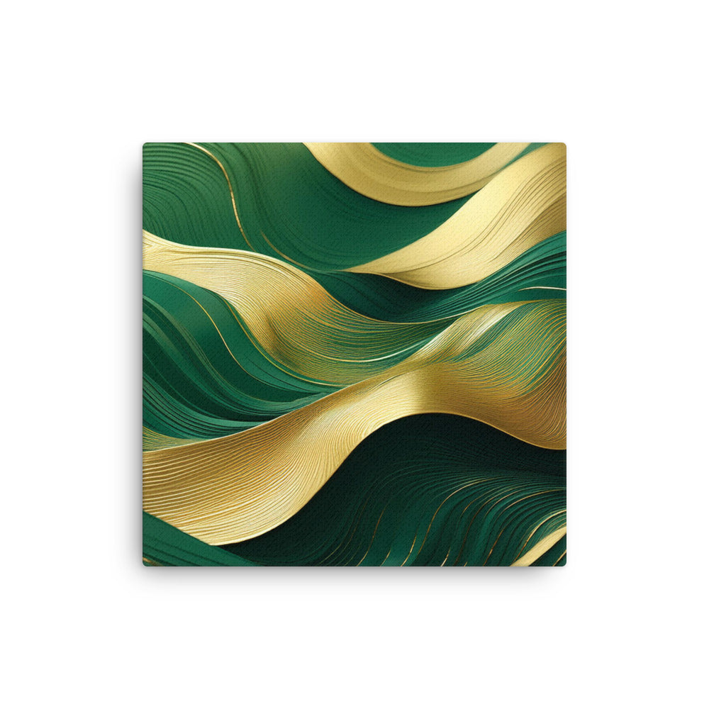 Green and Gold Waves - Thin canvas